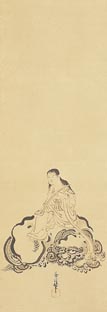紙本墨画文殊・寒山拾得図（中）