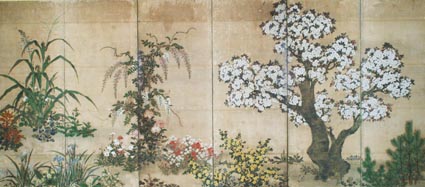 紙本著色草花図（下）