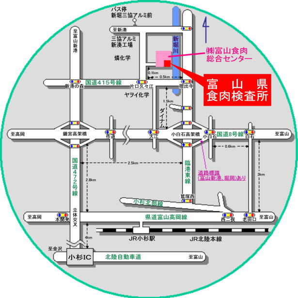 富山県食肉検査所の周辺地図拡大