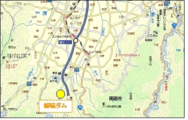 城端ダムへのアクセス図、広域地図にて案内