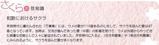 さくらの豆知識「和歌におけるサクラ」